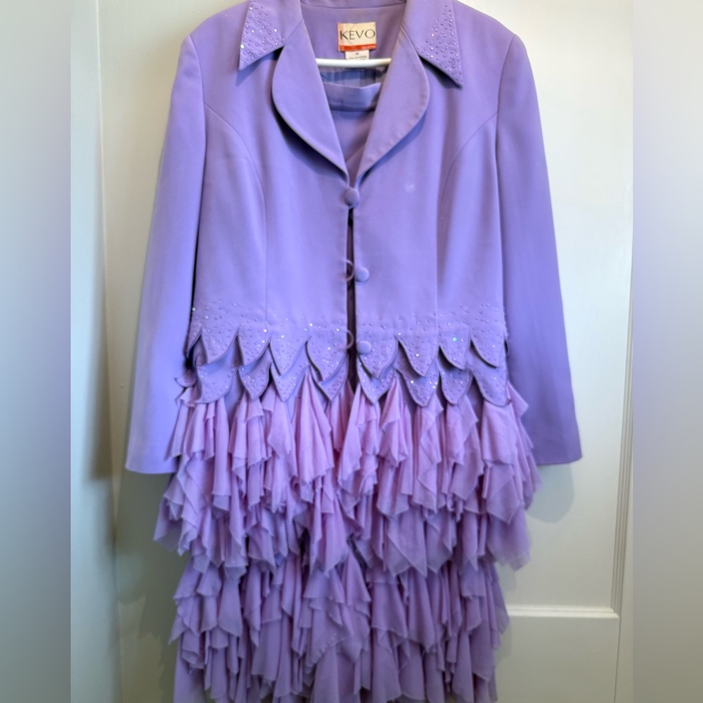 Lavender Ruffled two piece suite